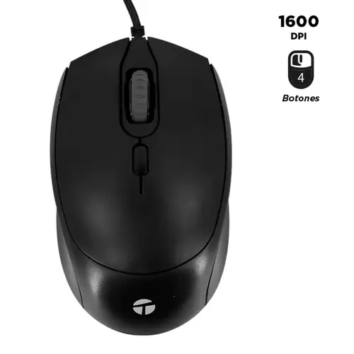 MOUSE TEROS USB TE-1222S C/CABLE BLACK