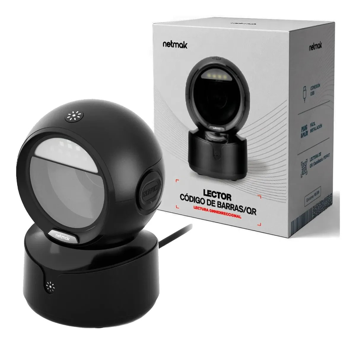 LECTOR COD BARRA/QR 360º USB NM-LC605
